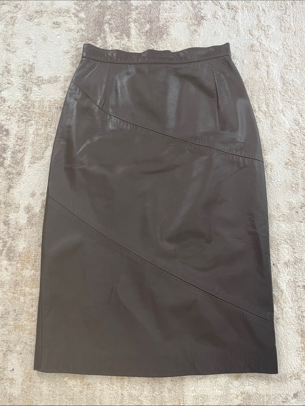 Vintage Brown Leather Pencil Skirt Siena New York Size 27 Waist